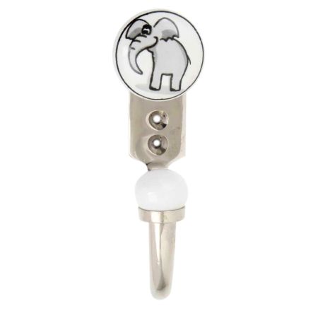 Grey Elephant Ceramic Flat Hook
